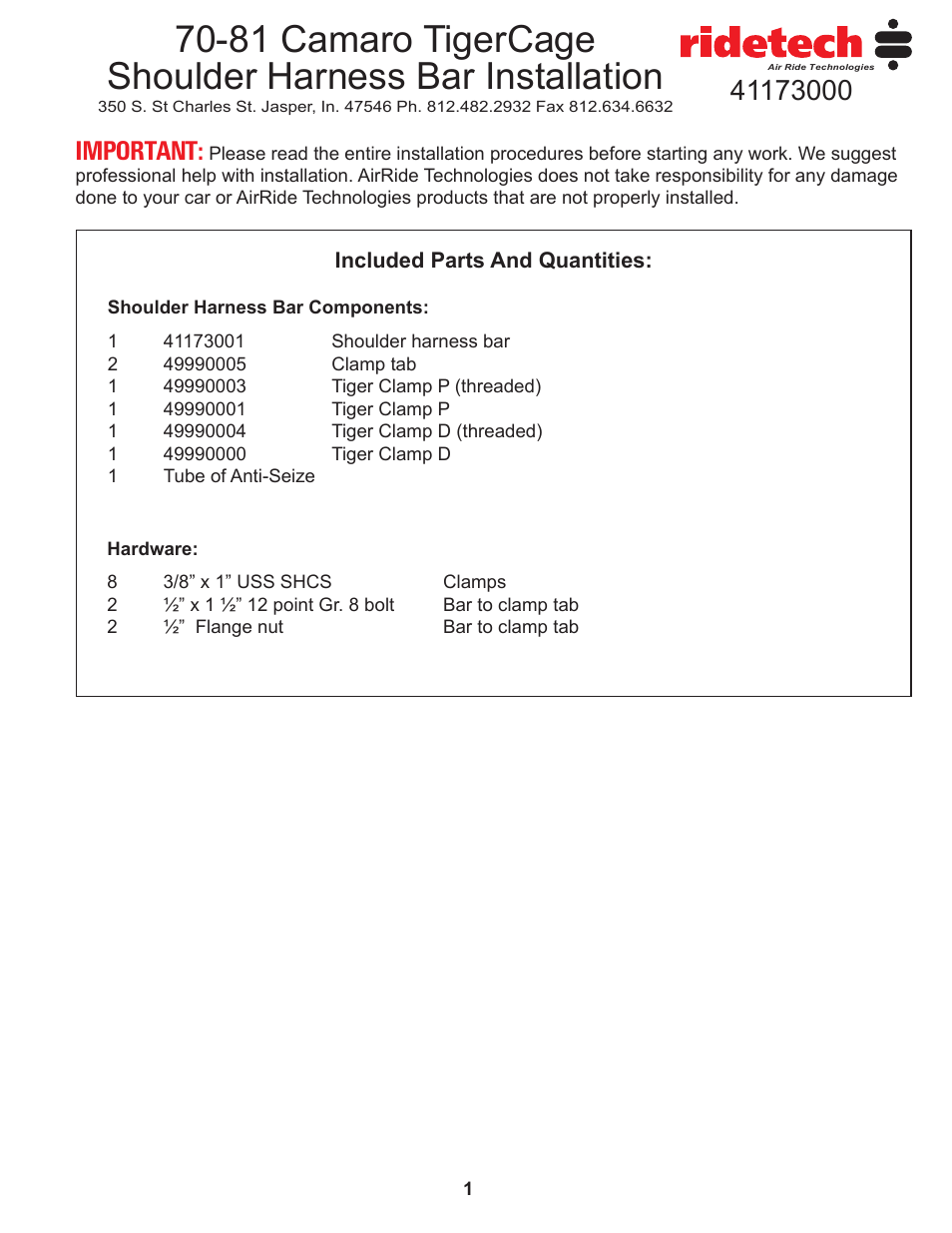 Ridetech 41183000 User Manual | Page 2 / 9