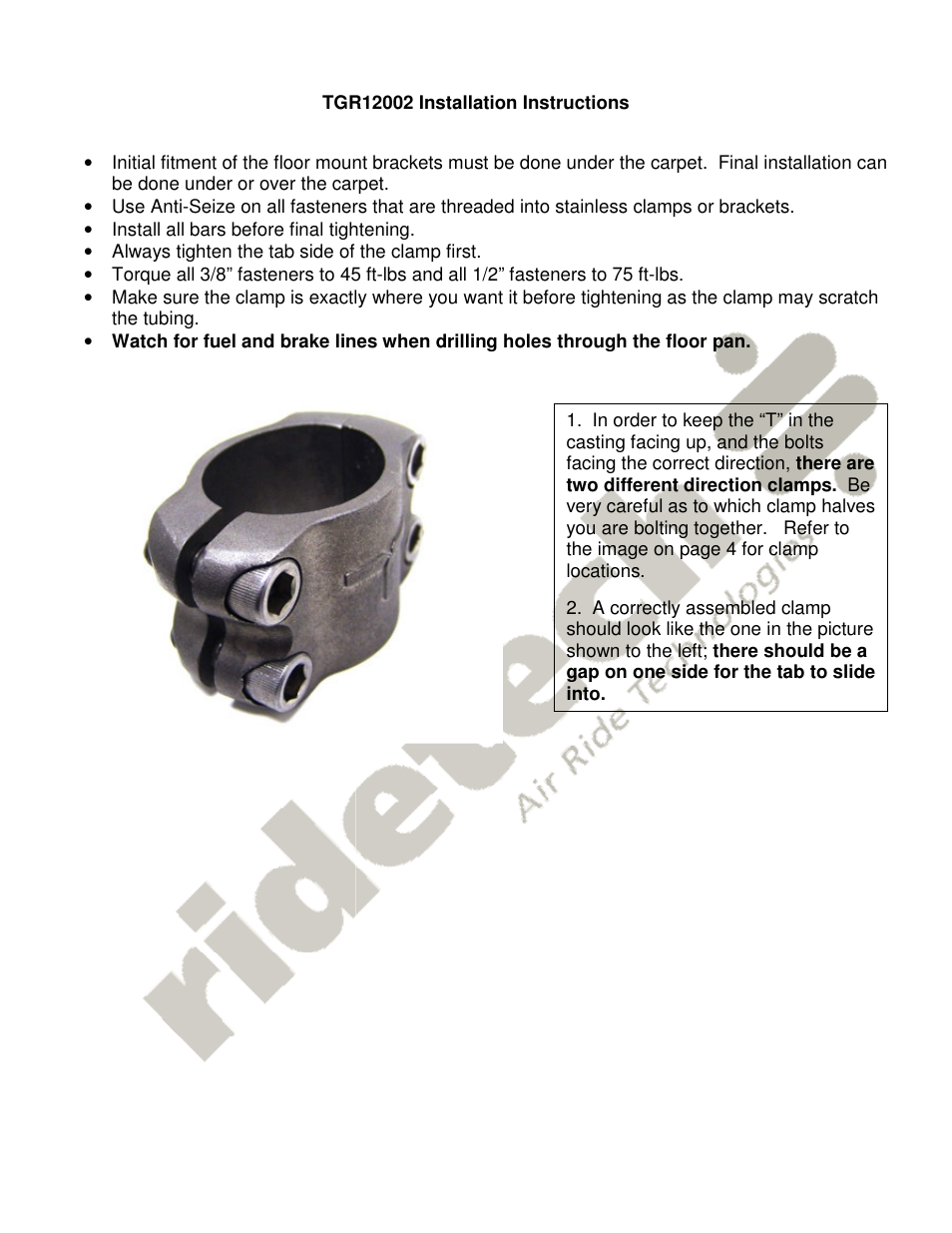 Ridetech 41182000 User Manual | Page 2 / 5