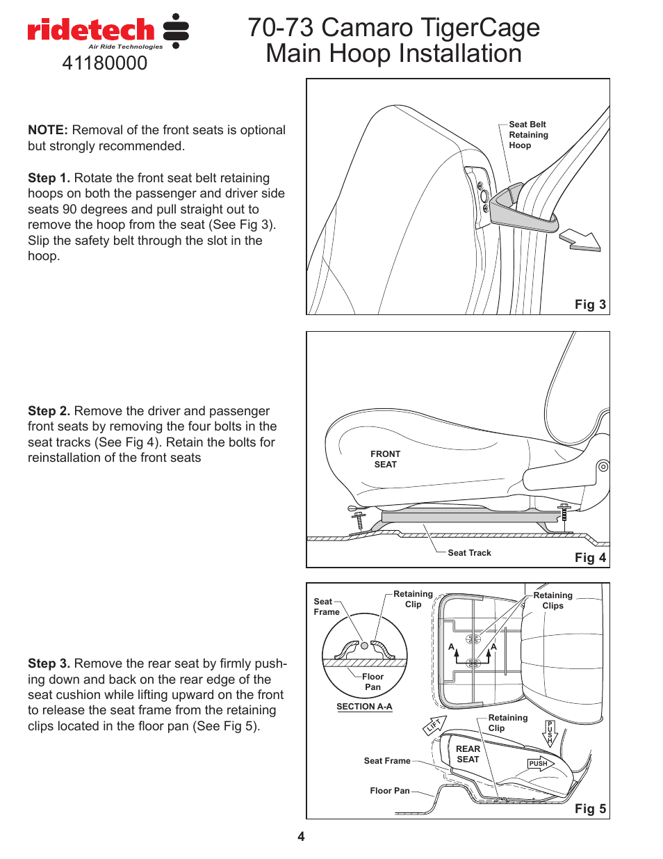 73 camaro tigercage main hoop installation | Ridetech 41180000 User Manual | Page 6 / 15