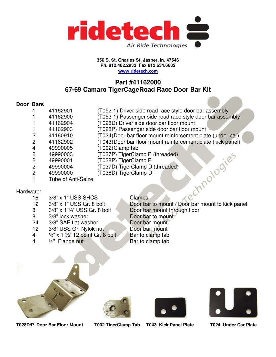 Ridetech 41162000 User Manual | 4 pages