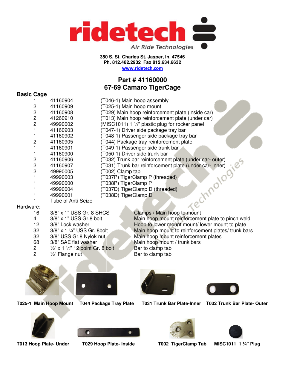 Ridetech 41160000 User Manual | 8 pages