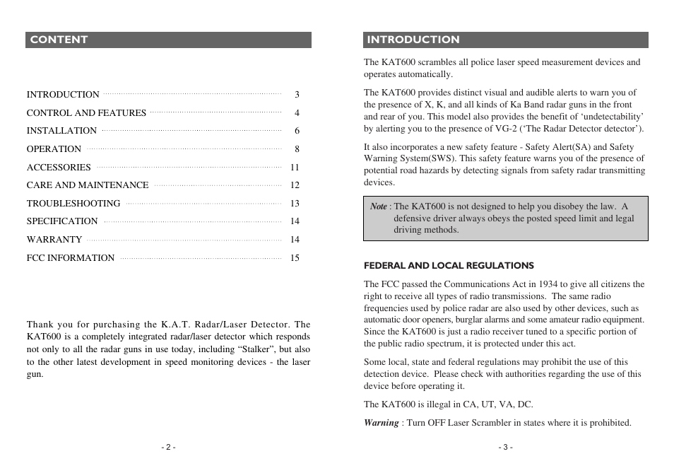 Rocky Mountain Radar KAT600 User Manual | Page 2 / 8