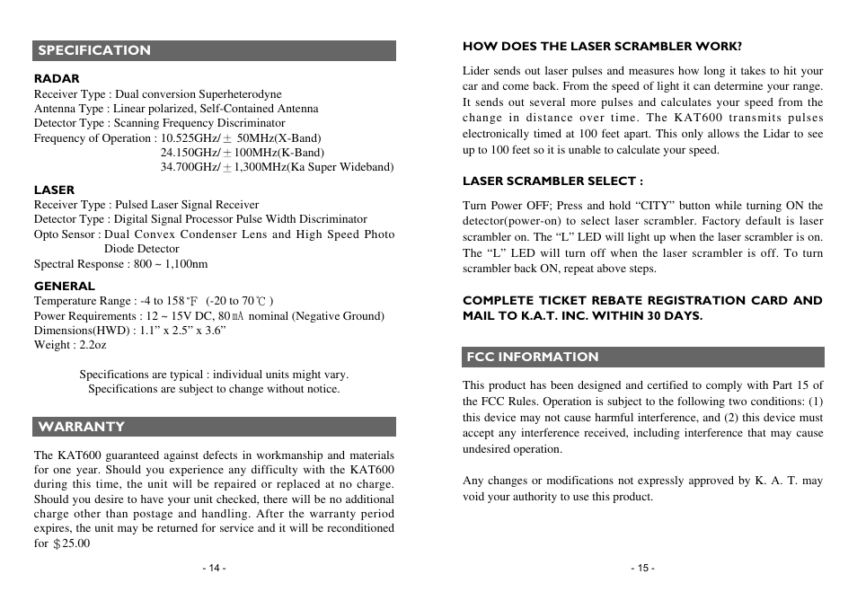 Rocky Mountain Radar KAT600 User Manual | Page 8 / 8