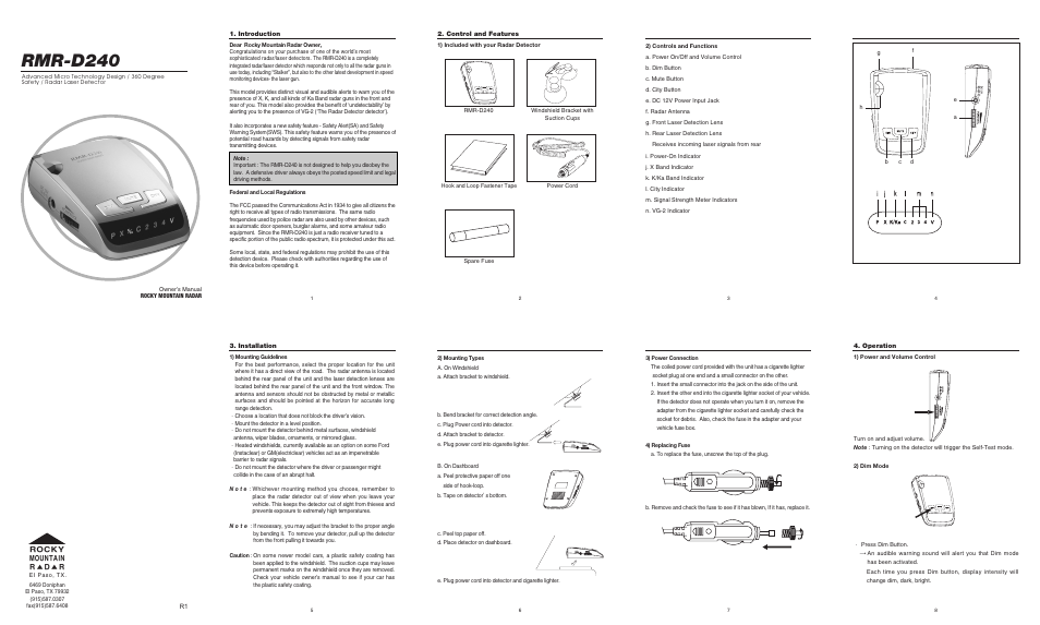 Rocky Mountain Radar RMR-D240 User Manual | 2 pages