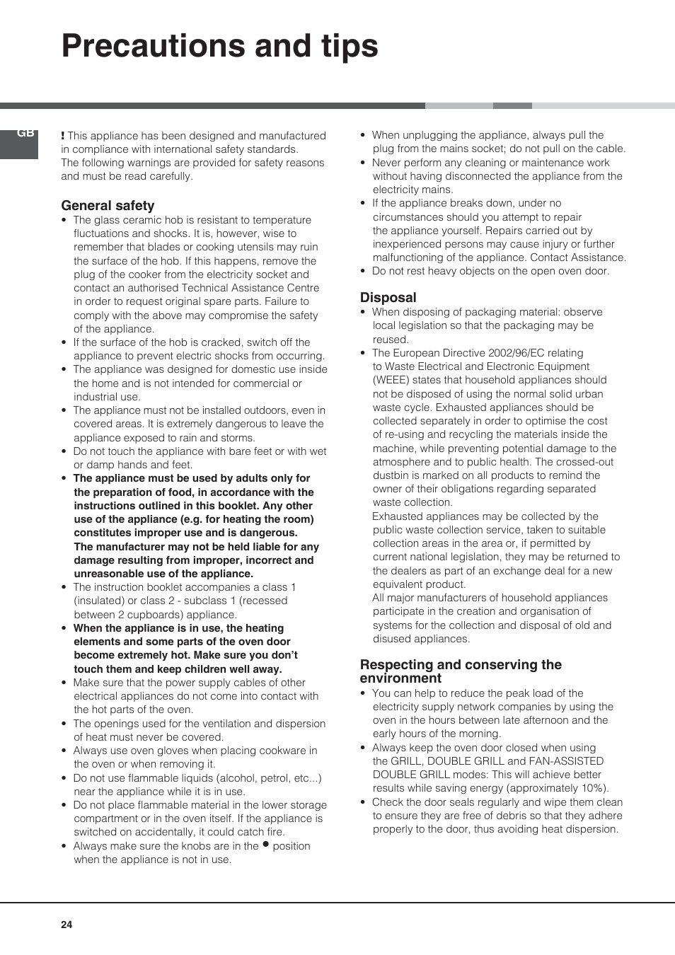 Precautions and tips | Indesit KN3C76A User Manual | Page 24 / 60