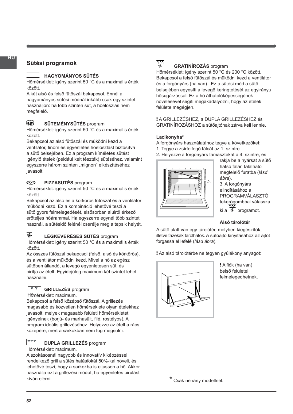 Sütési programok | Indesit KN3C76A User Manual | Page 52 / 60