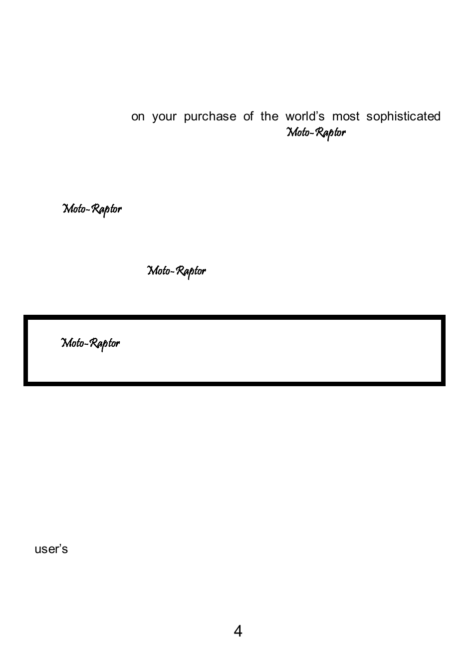 4introduction | Rocky Mountain Radar Мото-Raptor User Manual | Page 4 / 20
