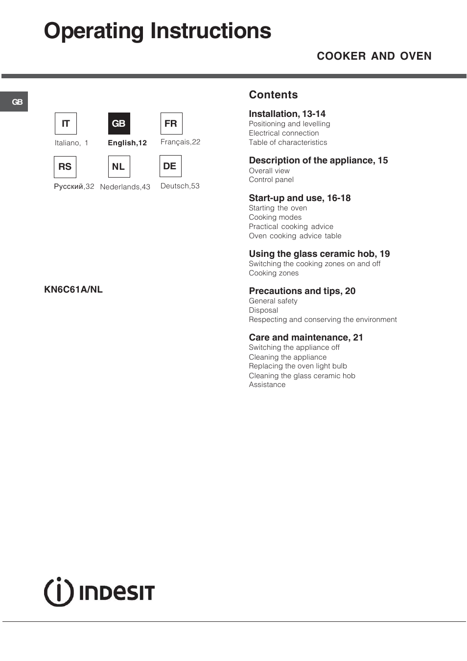 Indesit KN6C61A User Manual | Page 12 / 64
