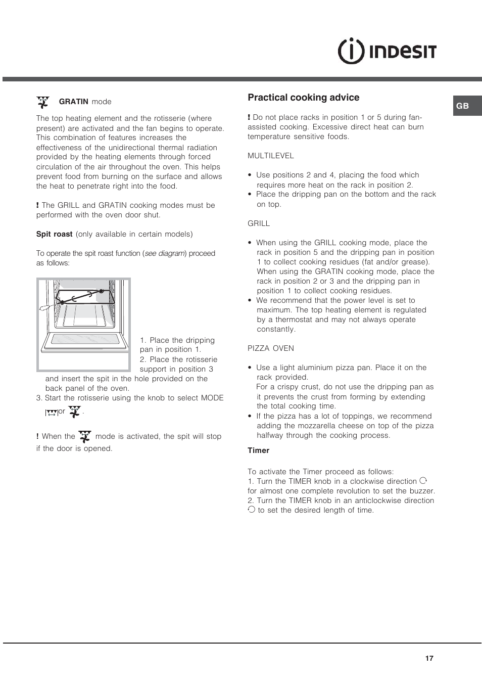 Practical cooking advice | Indesit KN6C61A User Manual | Page 17 / 64