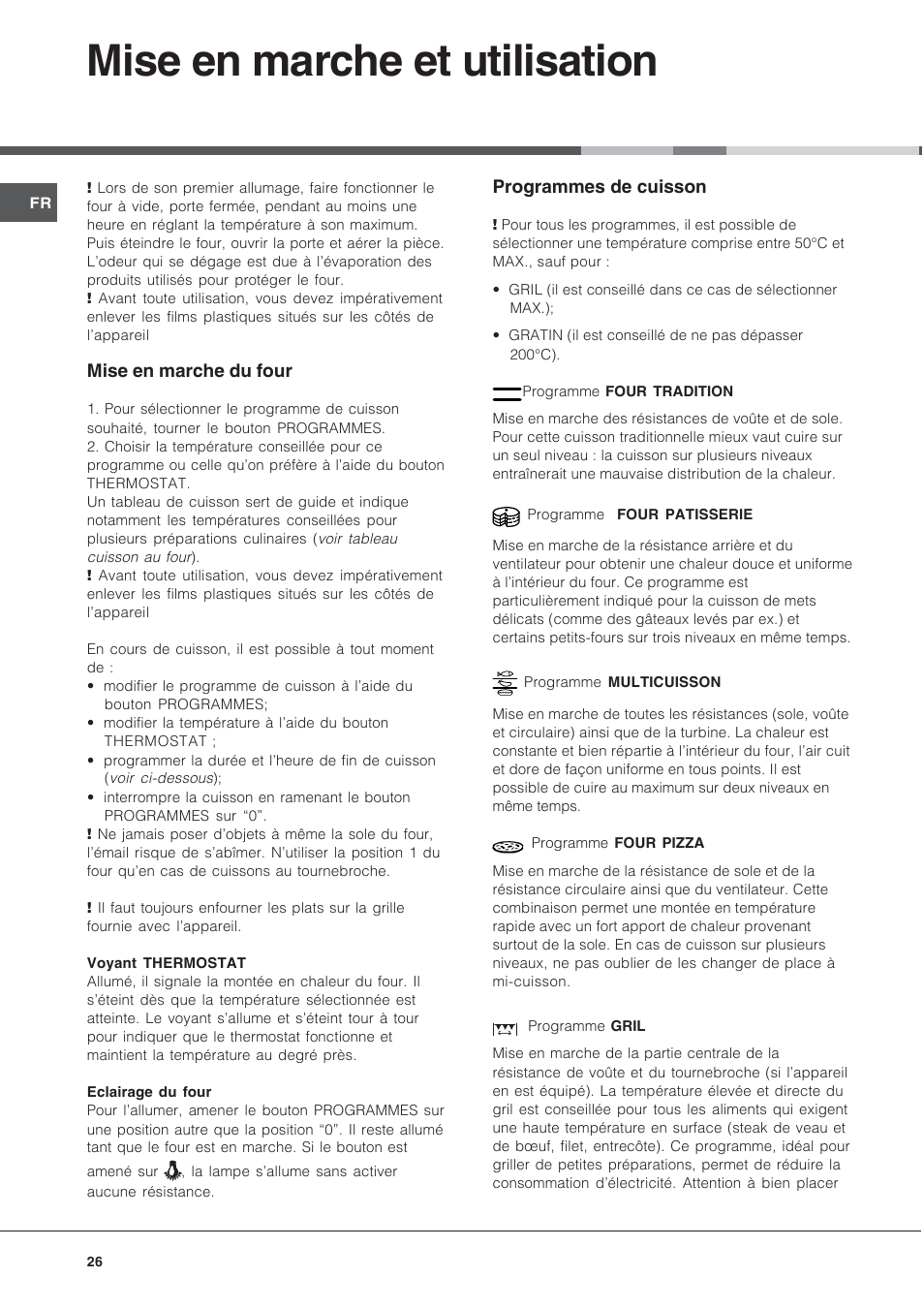 Mise en marche et utilisation | Indesit KN6C61A User Manual | Page 26 / 64