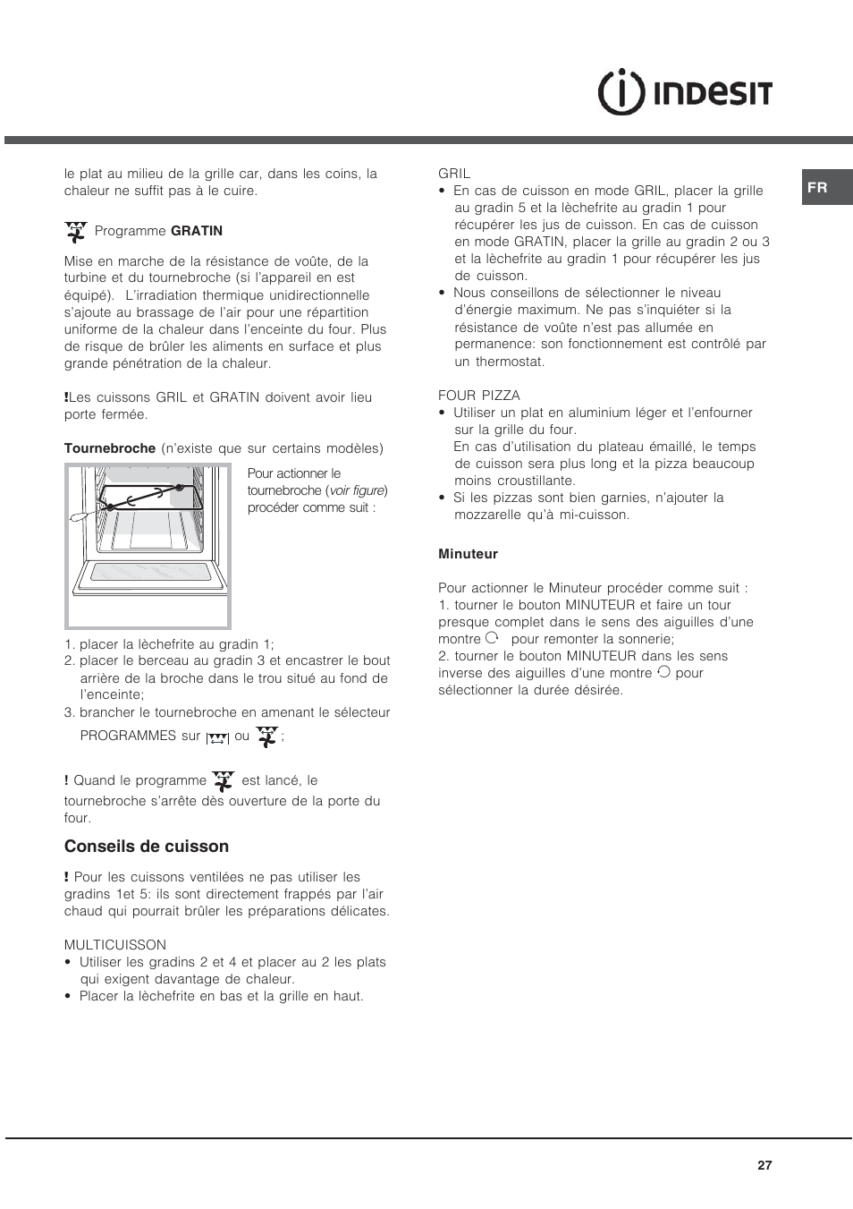 Conseils de cuisson | Indesit KN6C61A User Manual | Page 27 / 64