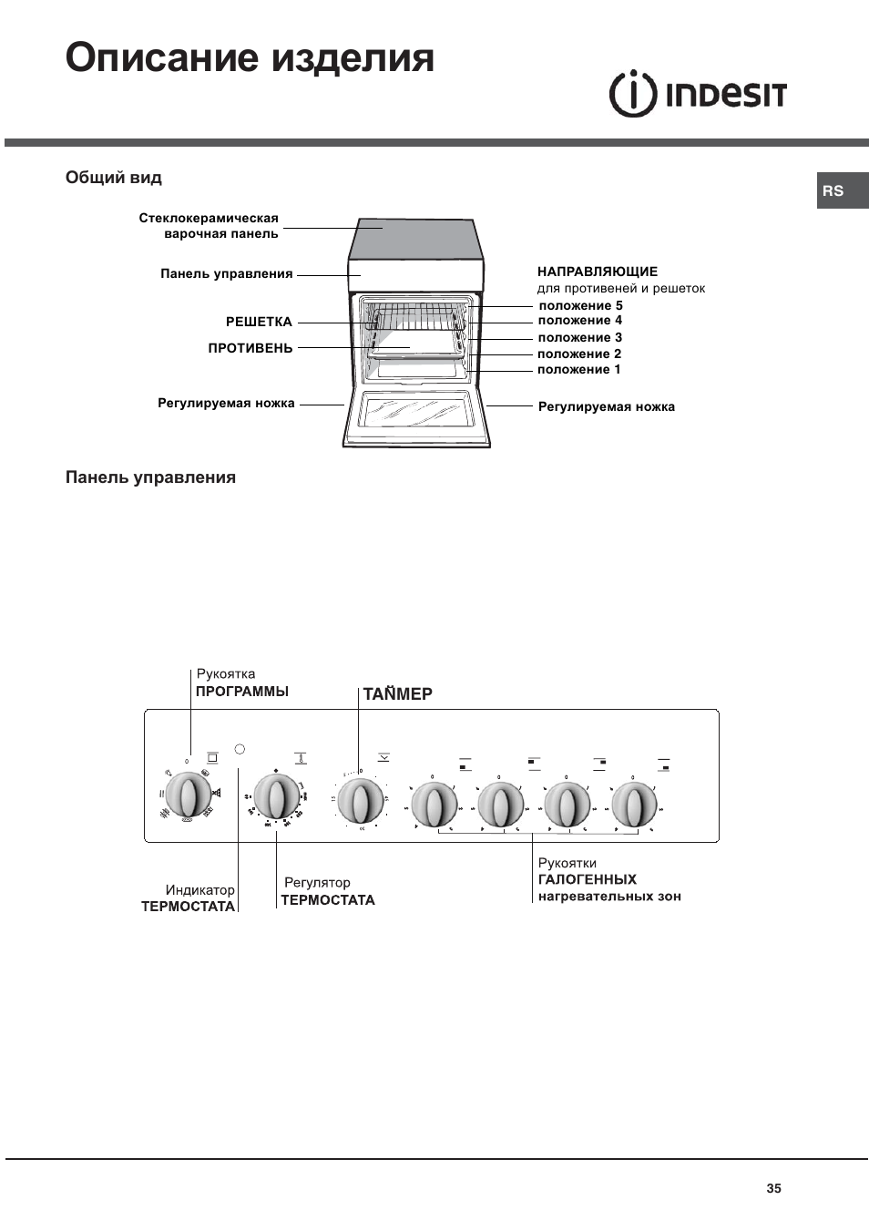 Описание изделия | Indesit KN6C61A User Manual | Page 35 / 64