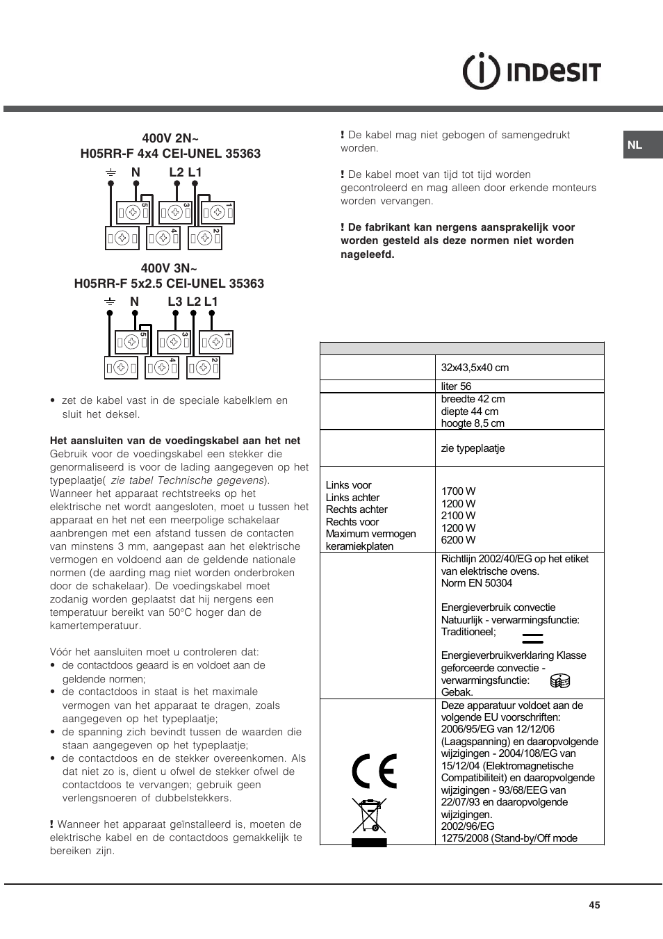 Indesit KN6C61A User Manual | Page 45 / 64