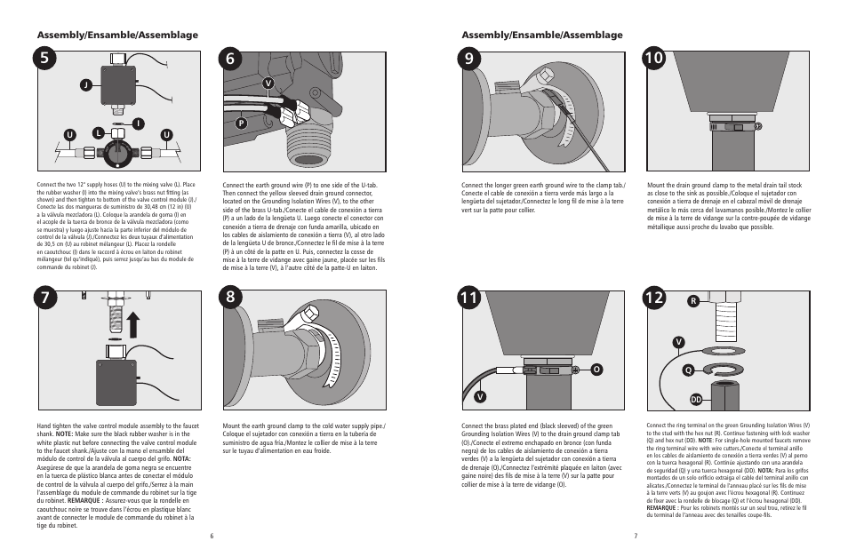 Assembly/ensamble/assemblage | Rubbermaid Milano Automatic Faucet User Manual | Page 4 / 10