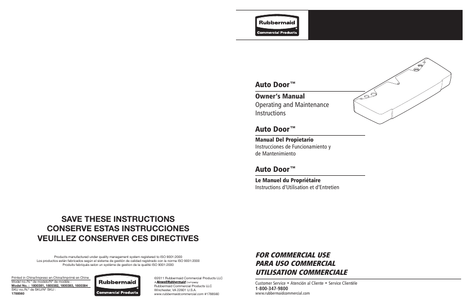 Rubbermaid 1800384 User Manual | 8 pages