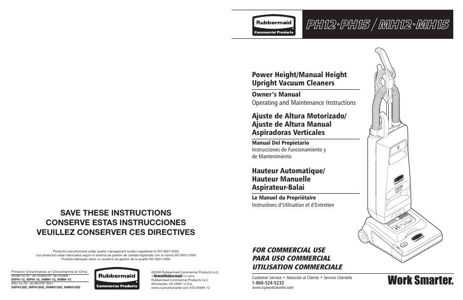 Rubbermaid 9VPHEF12 User Manual | 28 pages