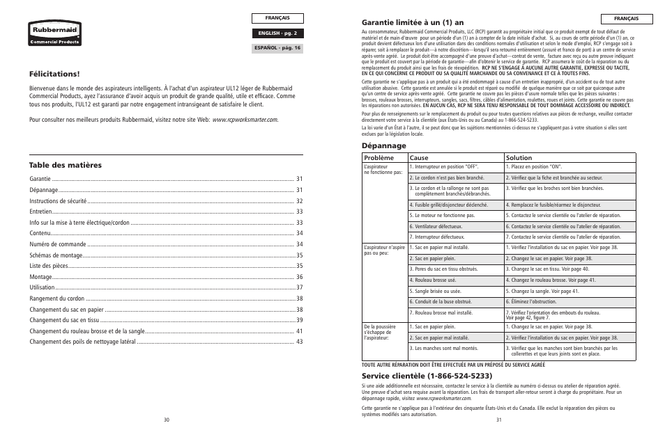 Rubbermaid 9VULPB12 User Manual | Page 16 / 22