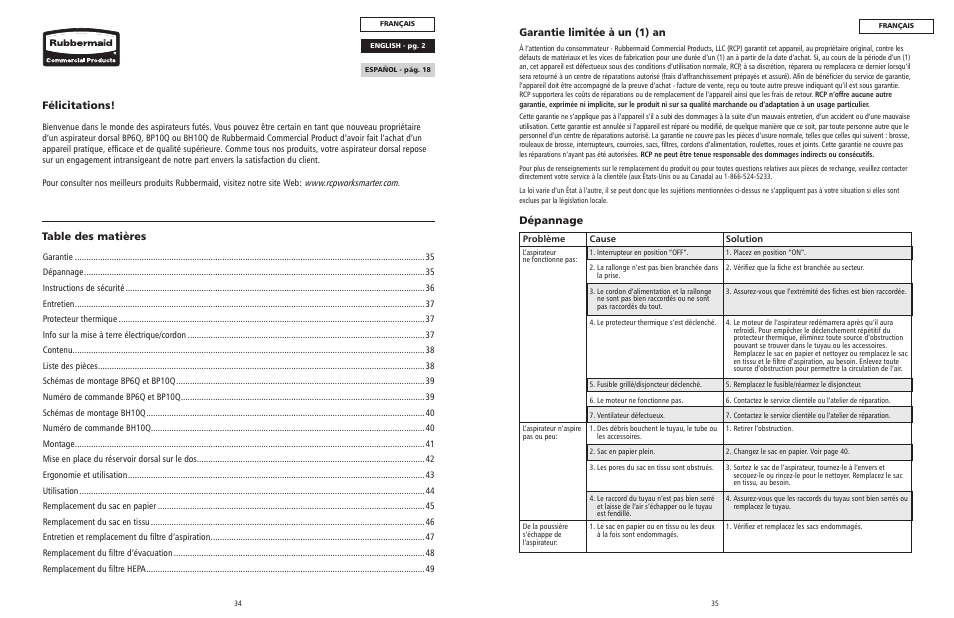 Rubbermaid 9VBHHP10 User Manual | Page 18 / 25
