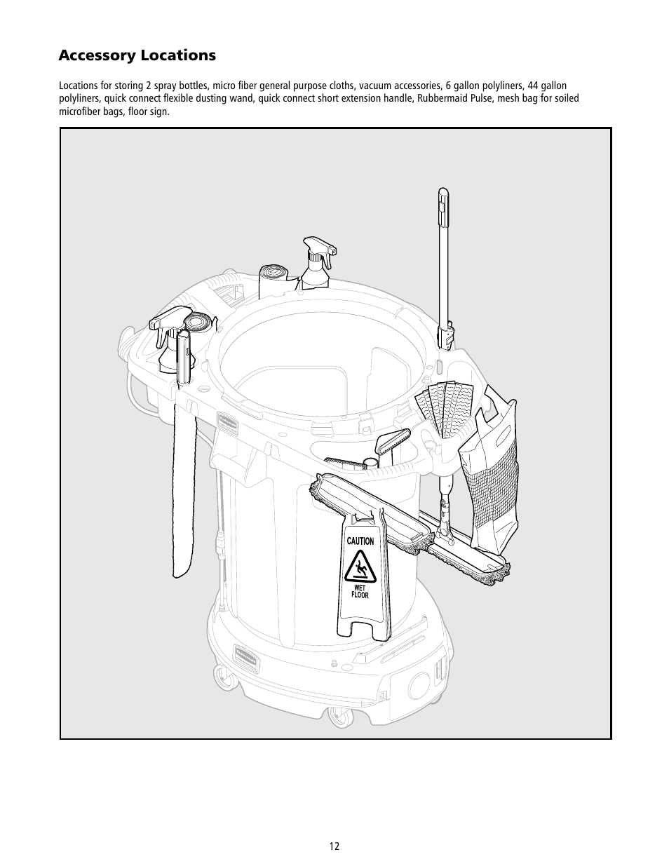 Accessory locations | Rubbermaid 9VDVRC44 User Manual | Page 12 / 44