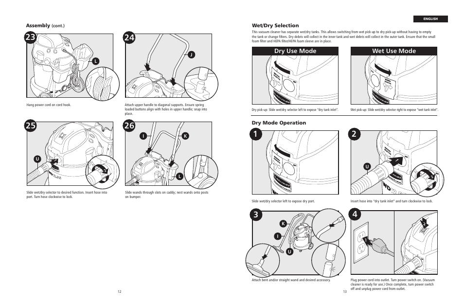 Wet use mode, Dry use mode | Rubbermaid 9VWD16 User Manual | Page 7 / 10