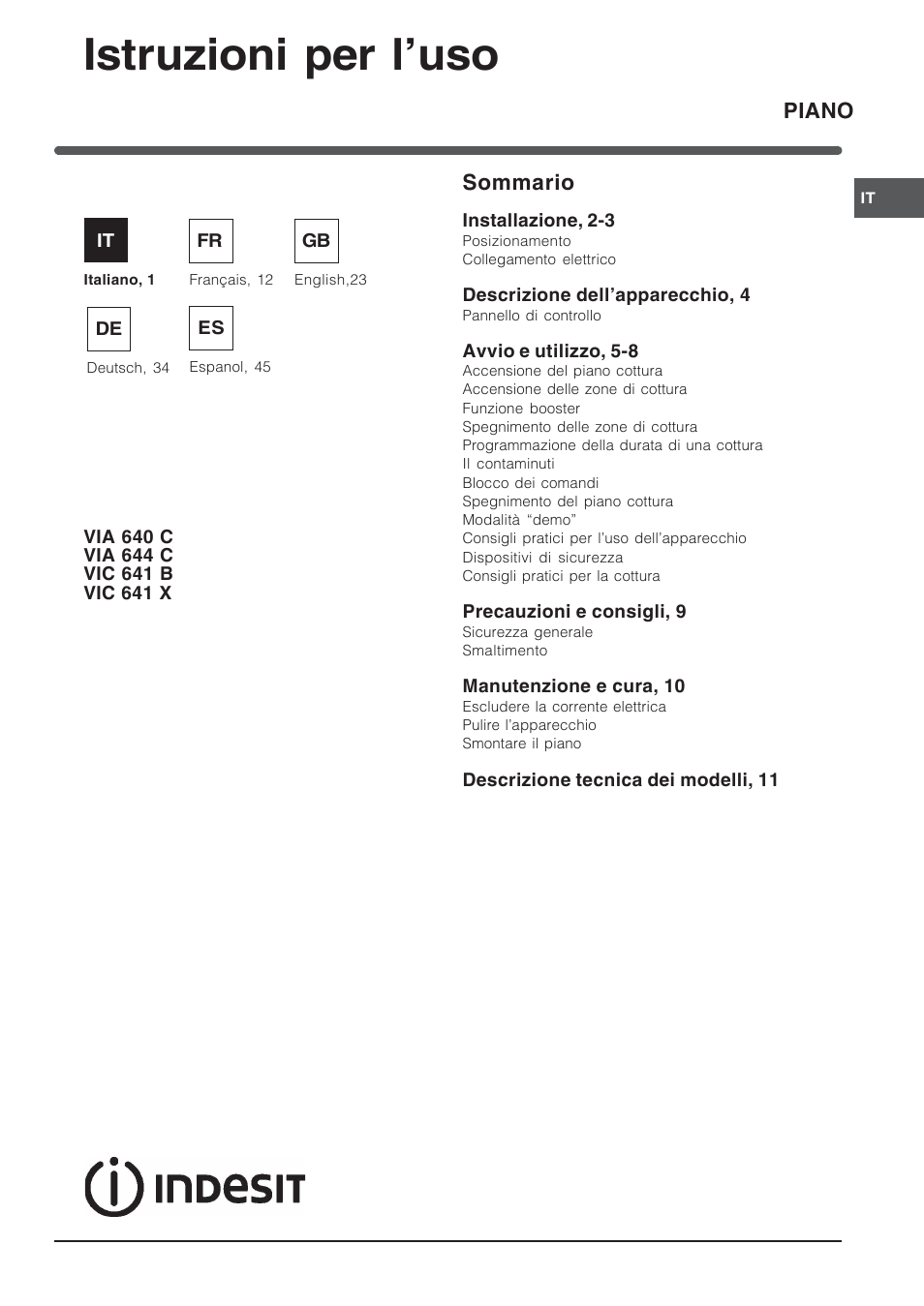 Indesit VIA 640 C User Manual | 56 pages