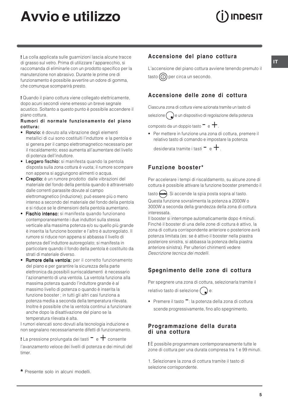 Avvio e utilizzo | Indesit VIA 640 C User Manual | Page 5 / 56