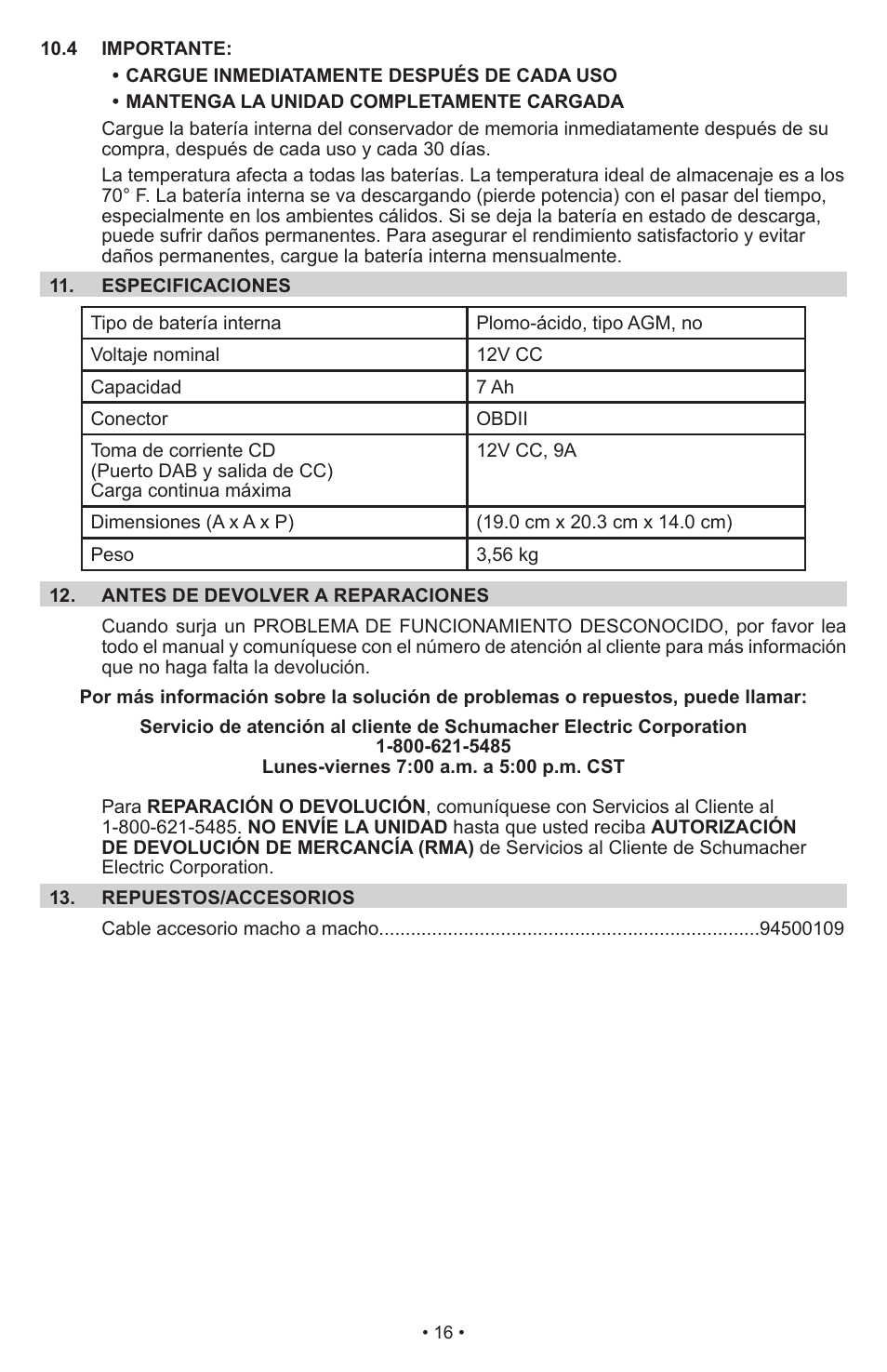 Schumacher INC-7A-OBD User Manual | Page 16 / 24