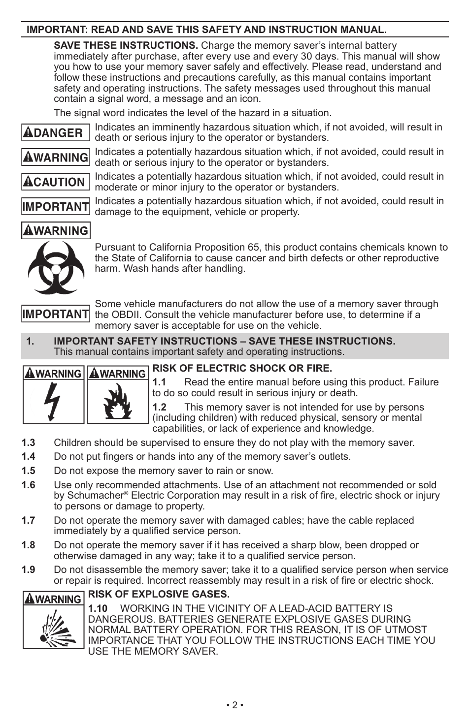 Schumacher INC-7A-OBD User Manual | Page 2 / 24