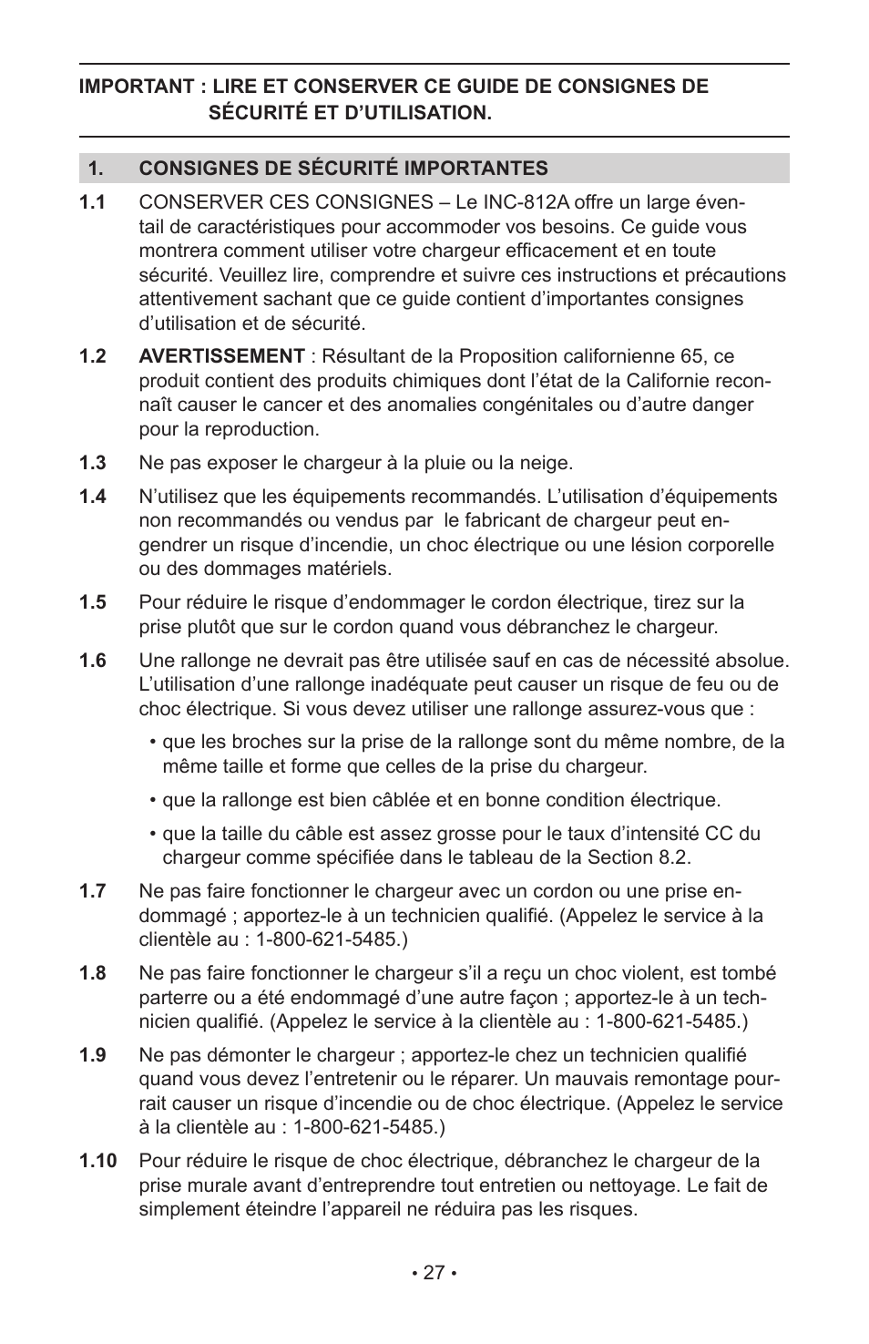 Schumacher INC-812A User Manual | Page 31 / 44