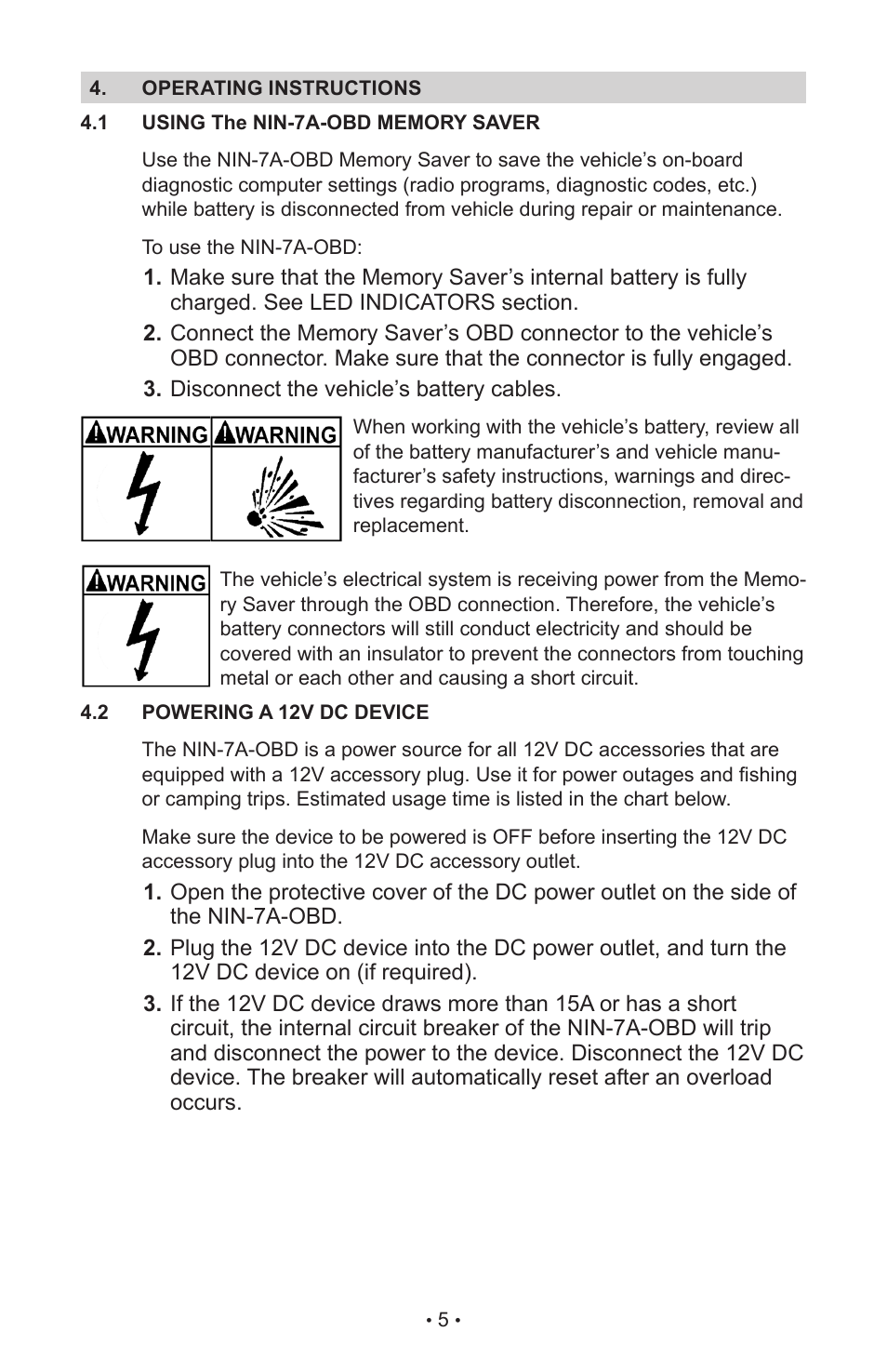 Schumacher NIN-7A-OBD-Industrial Series User Manual | Page 9 / 28