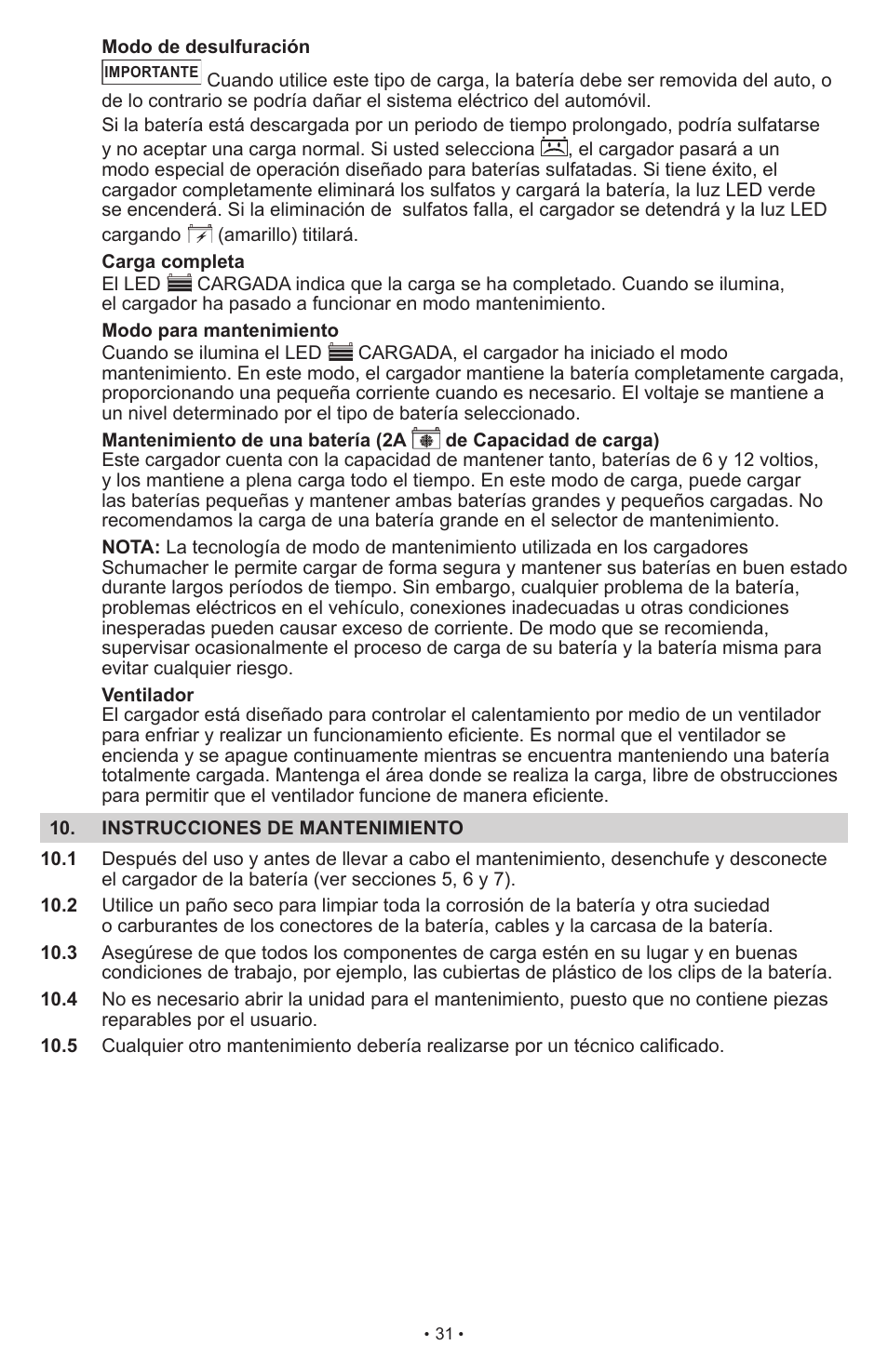 Schumacher SCI10 User Manual | Page 31 / 87