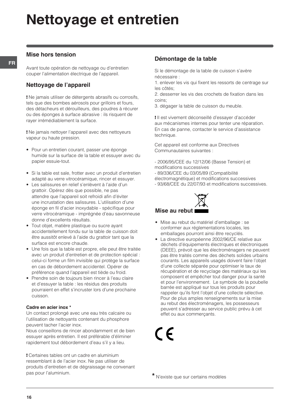 Nettoyage et entretien | Indesit VRH 642 DO X User Manual | Page 16 / 56