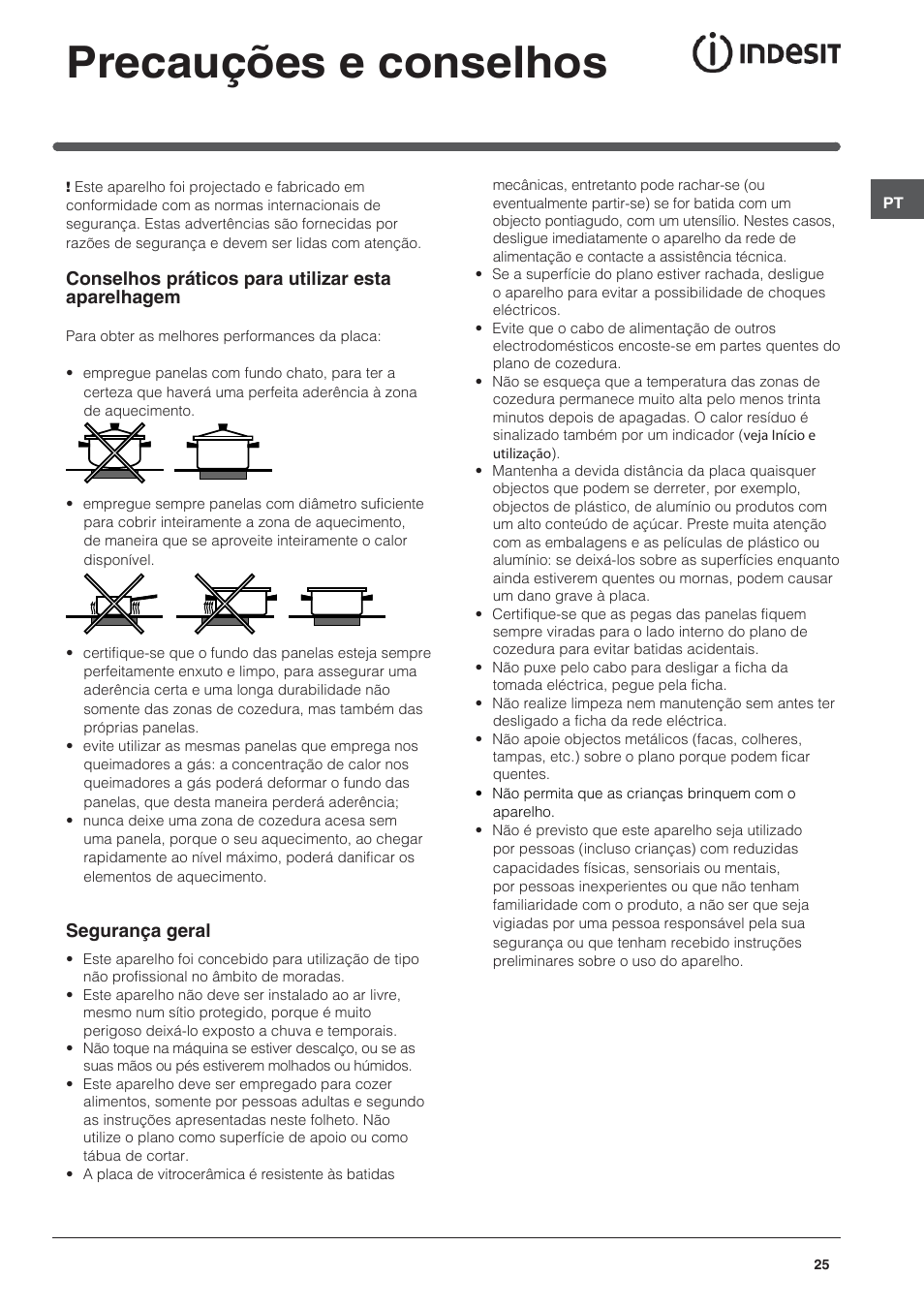 Precauções e conselhos | Indesit VRH 642 DO X User Manual | Page 25 / 56