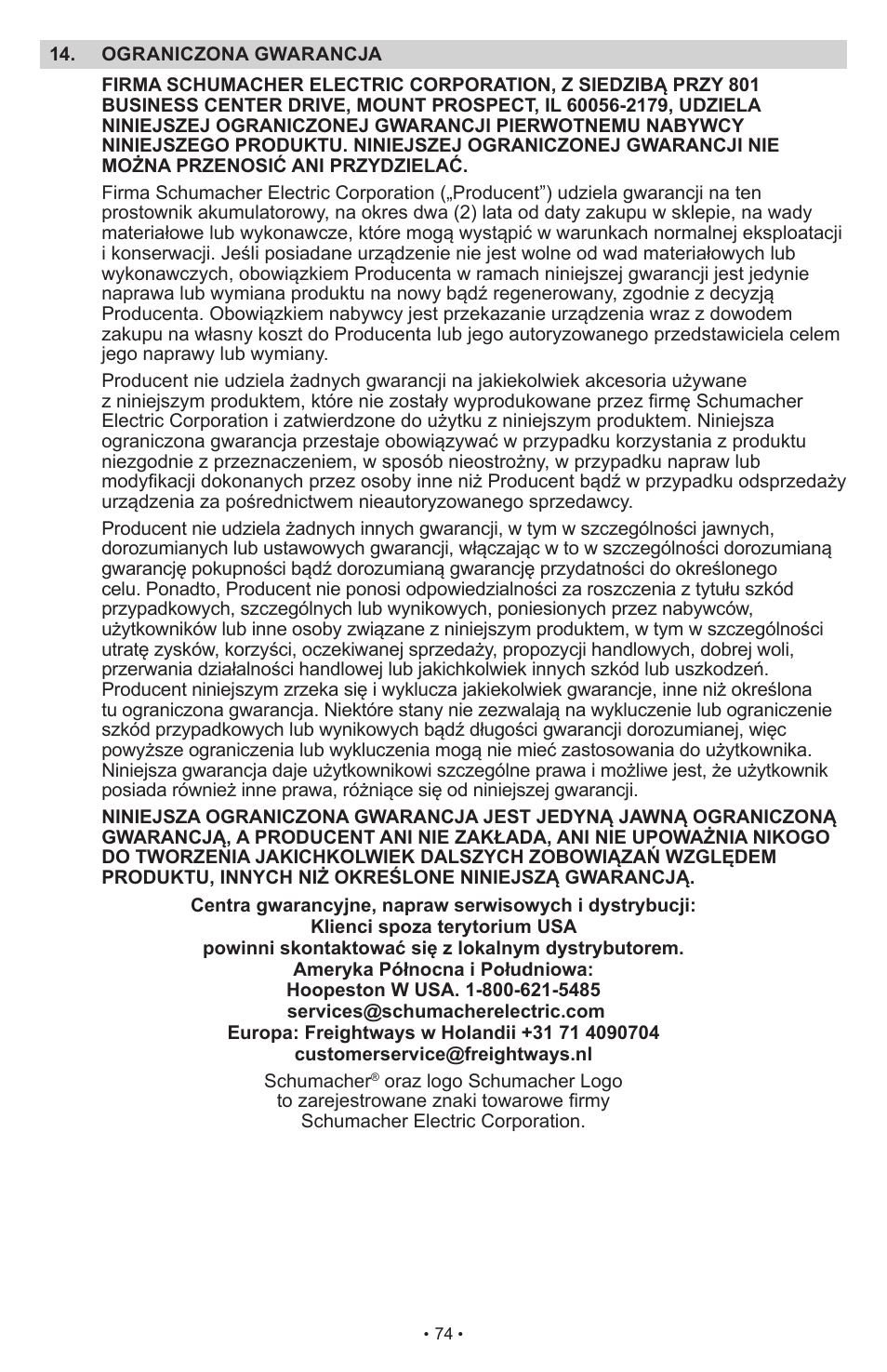 Schumacher SCI15 User Manual | Page 74 / 89