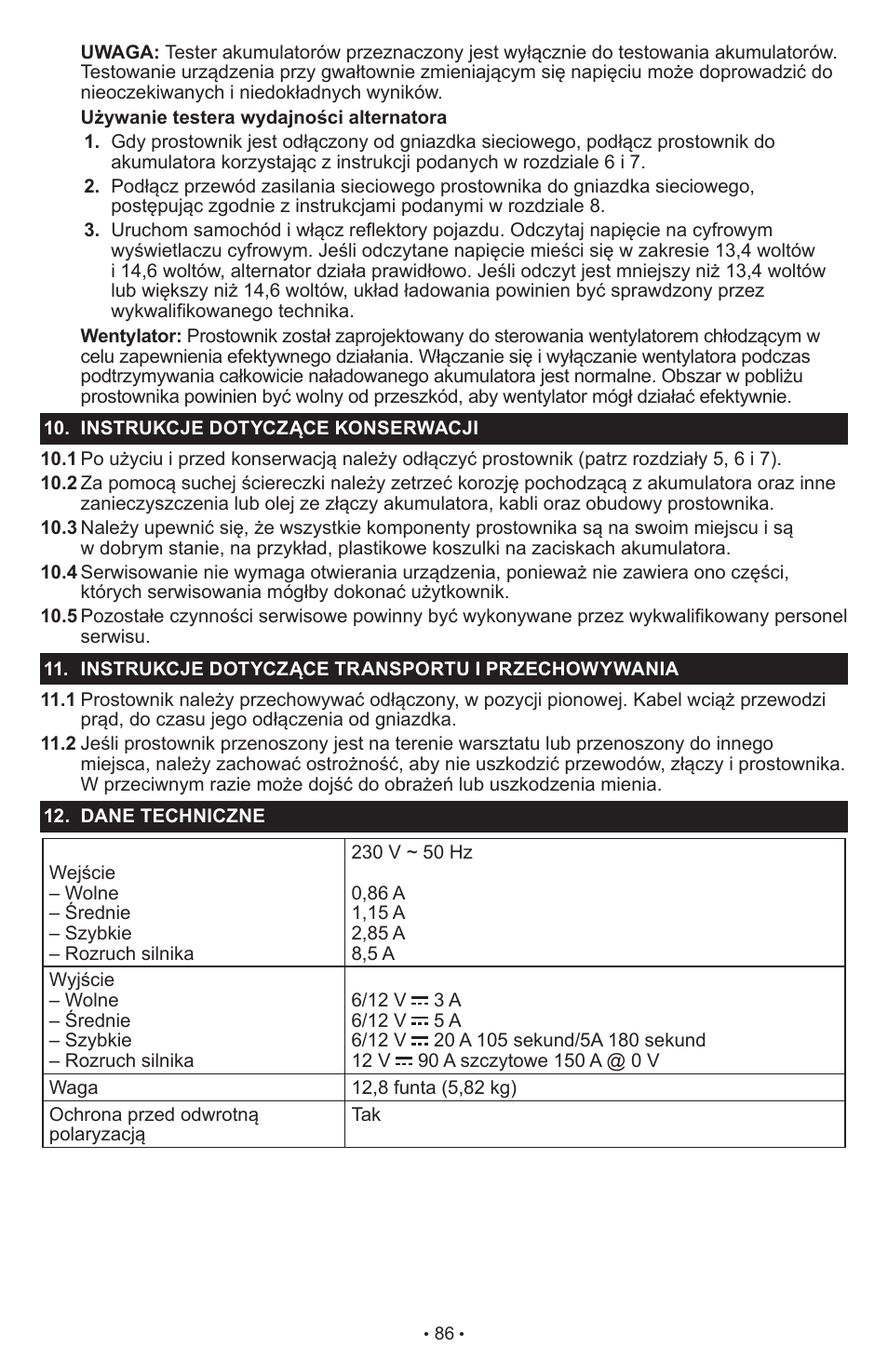 Schumacher SCI90 User Manual | Page 86 / 120