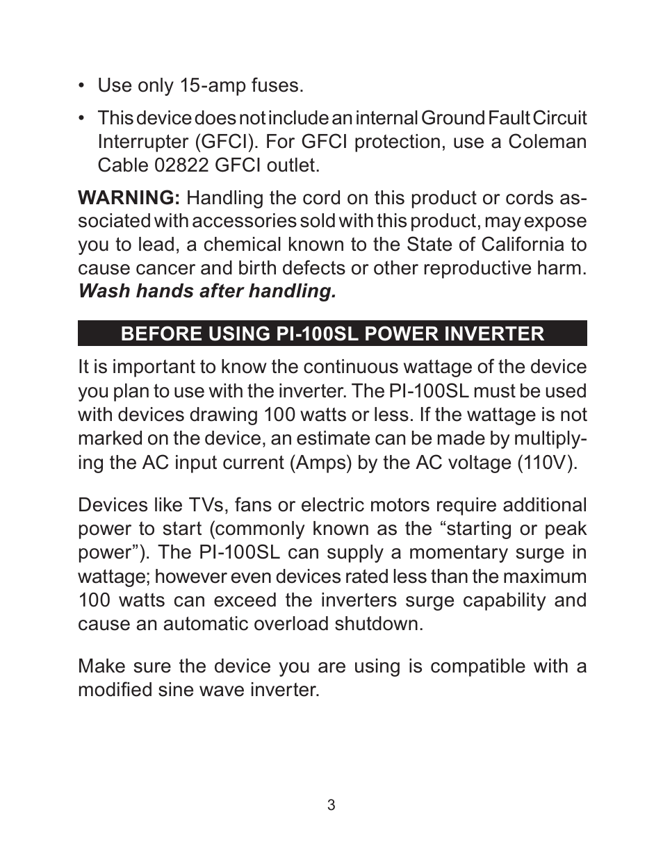 Schumacher PI-100SL User Manual | Page 3 / 8