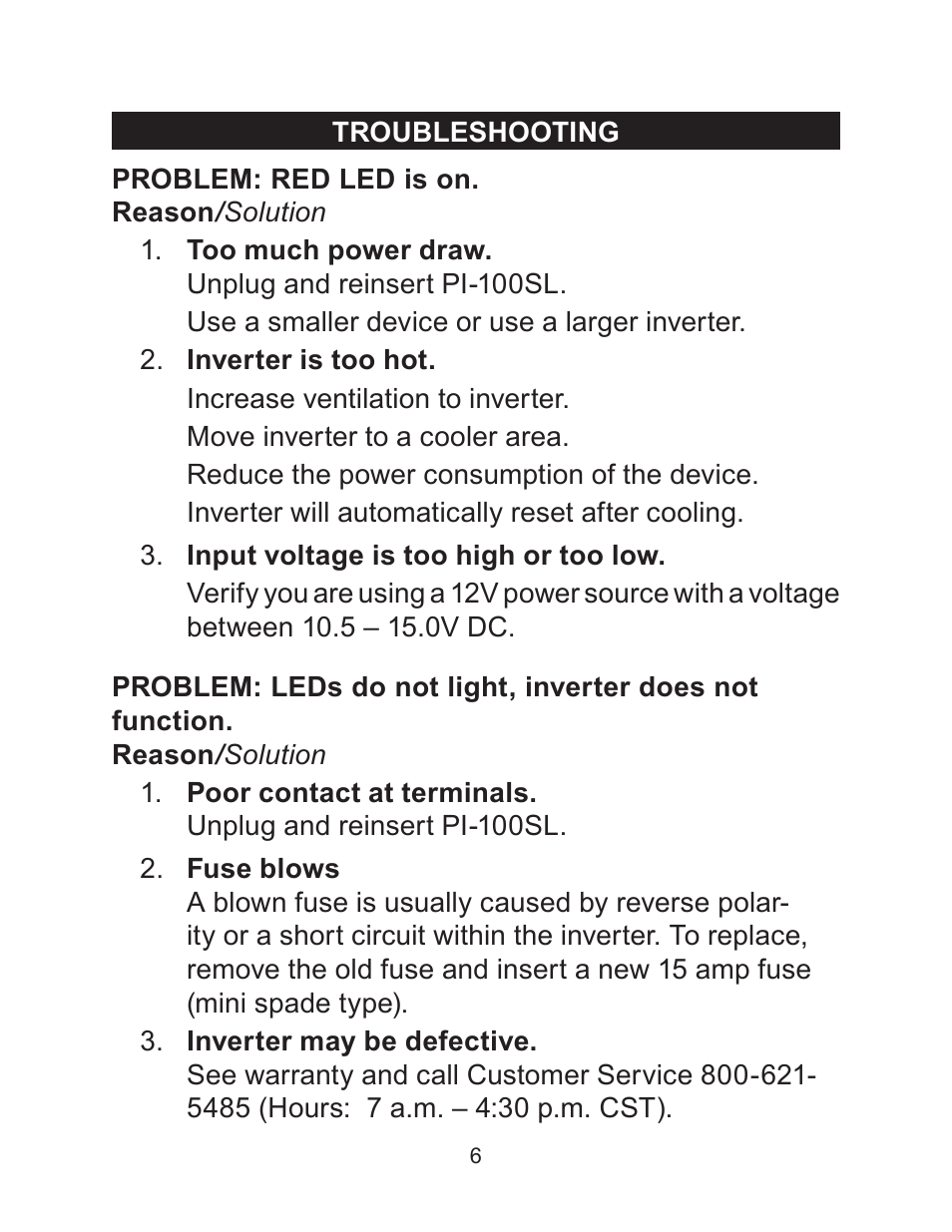 Schumacher PI-100SL User Manual | Page 6 / 8