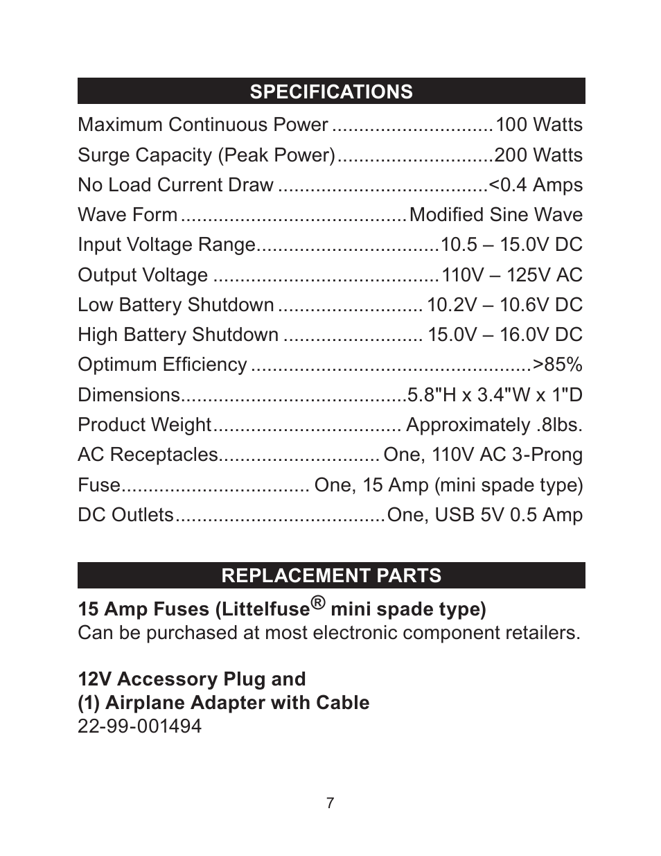 Schumacher PI-100SL User Manual | Page 7 / 8