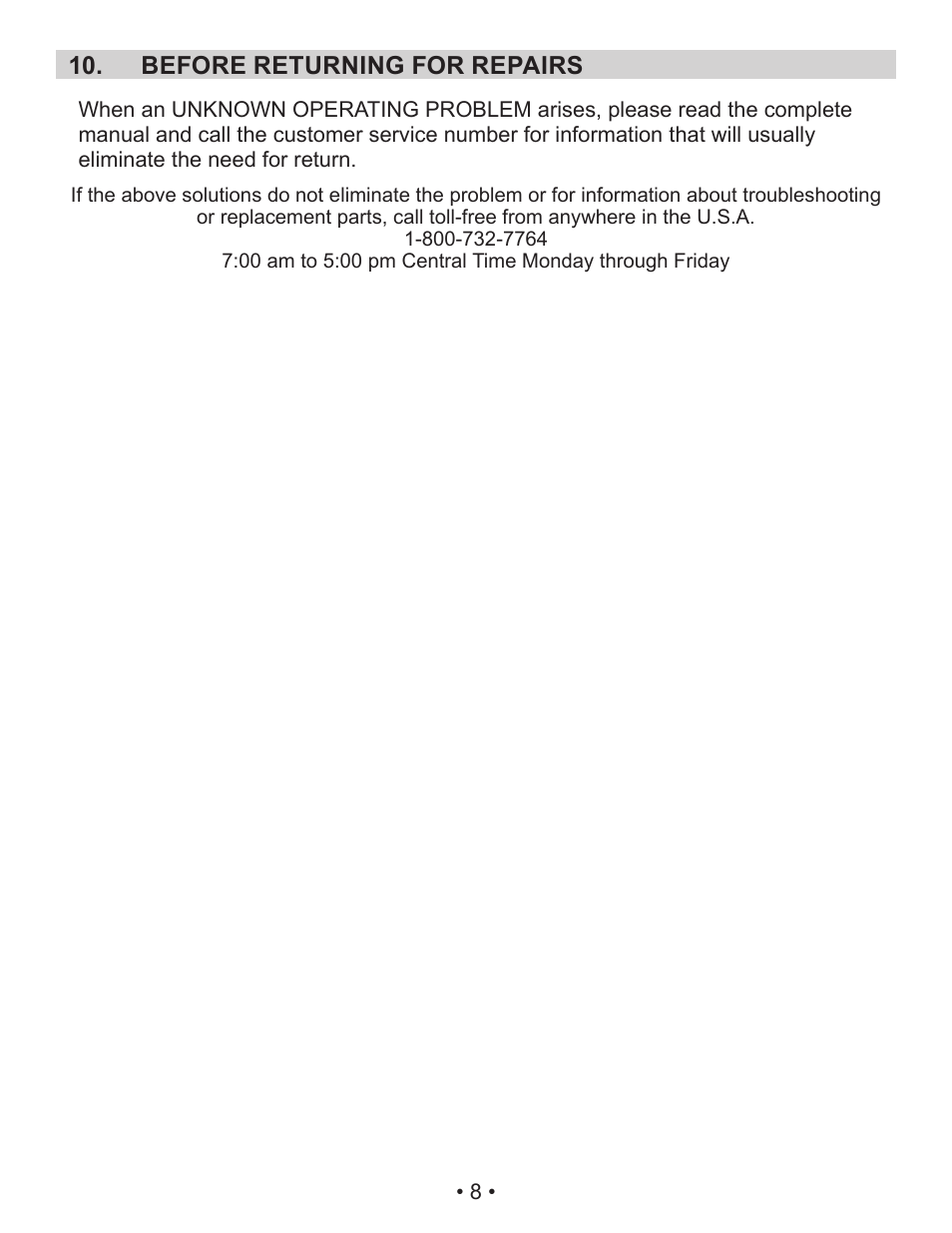 Schumacher 71522 SEARS User Manual | Page 11 / 11