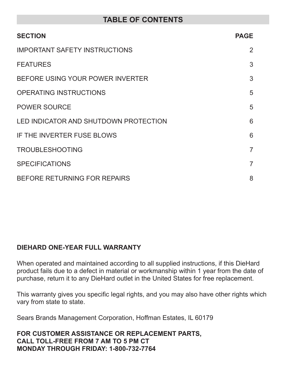 Schumacher 71522 SEARS User Manual | Page 3 / 11