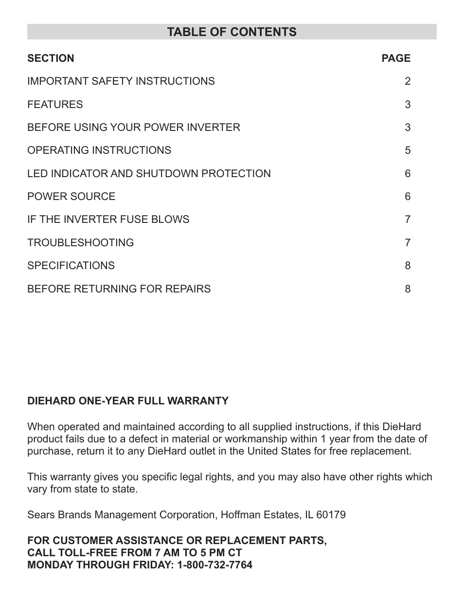Schumacher 71520 SEARS User Manual | Page 3 / 11