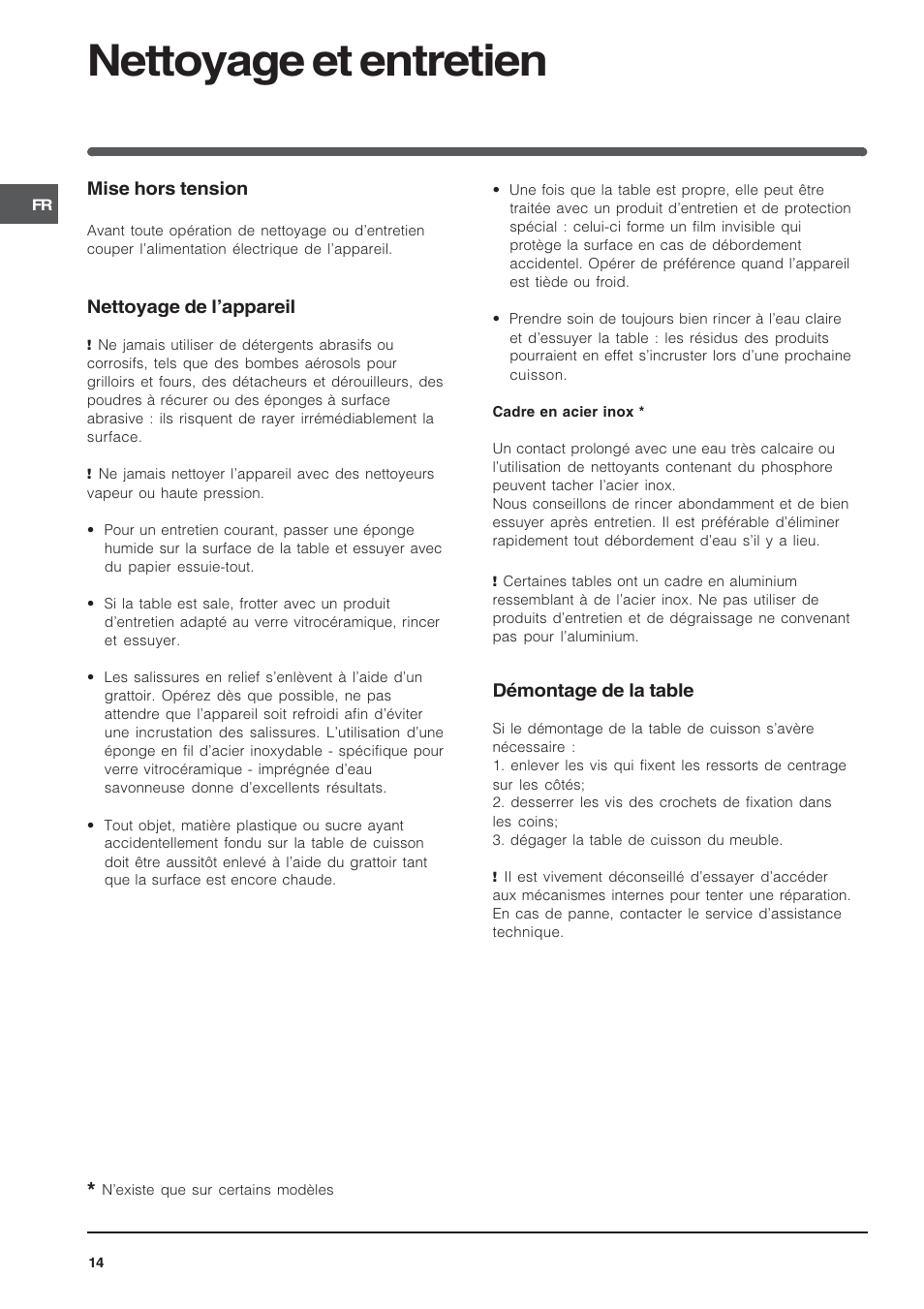Nettoyage et entretien | Indesit VRH 600 X  EU User Manual | Page 14 / 36