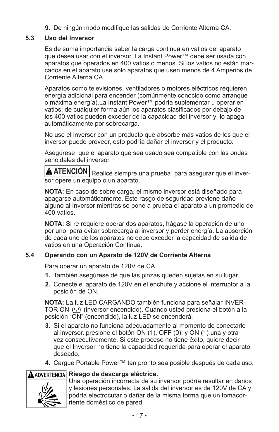 Atención | Schumacher IP-1800I User Manual | Page 21 / 37