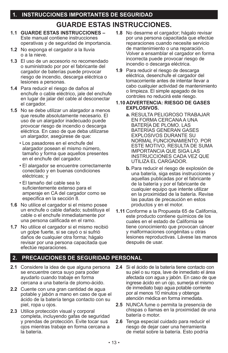 Guarde estas instrucciones | Schumacher PSC-2030T User Manual | Page 13 / 32