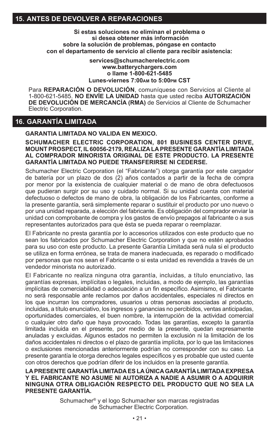 Schumacher PSC-2030T User Manual | Page 21 / 32