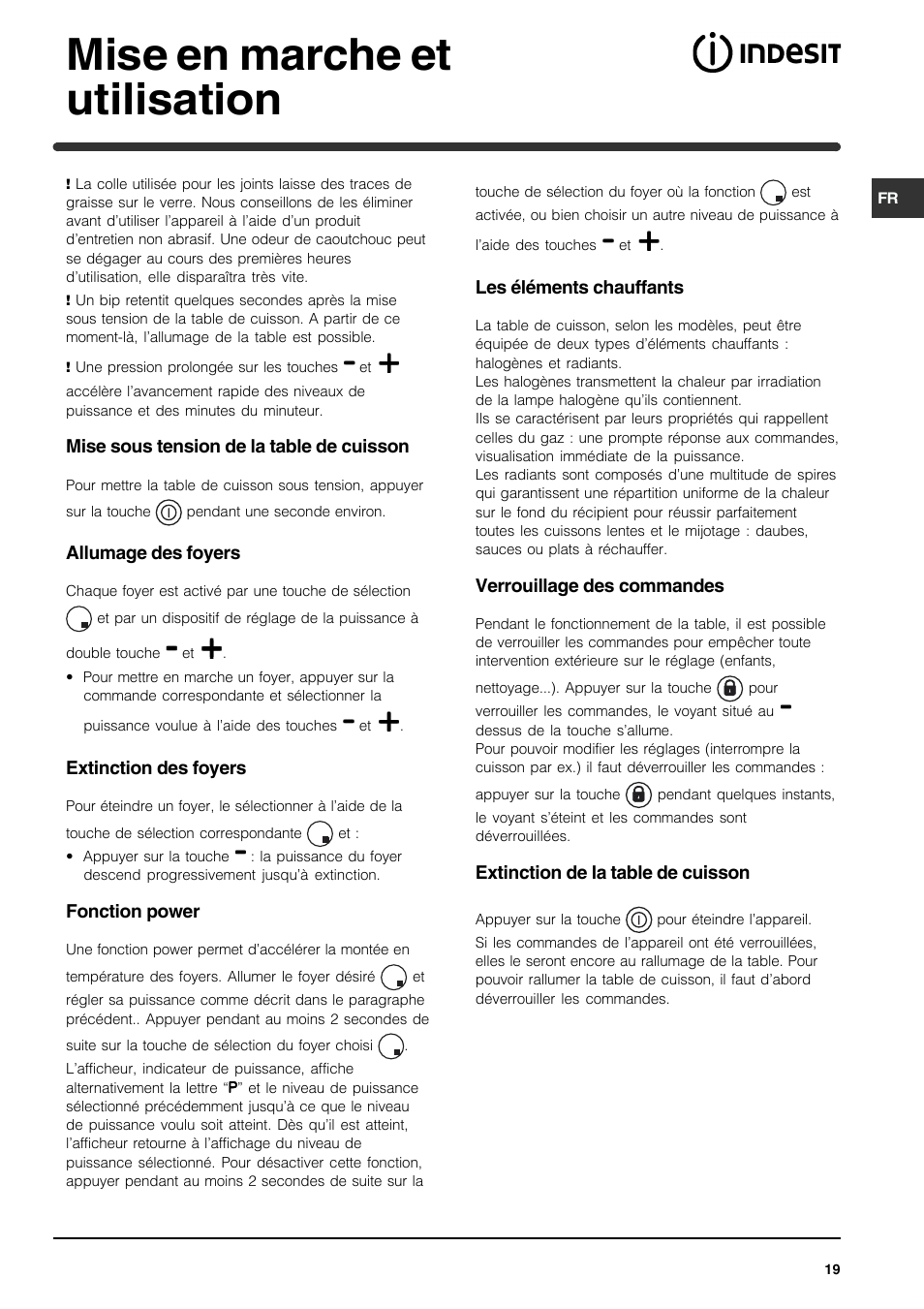 Mise en marche et utilisation | Indesit VRA 641 D X User Manual | Page 19 / 60