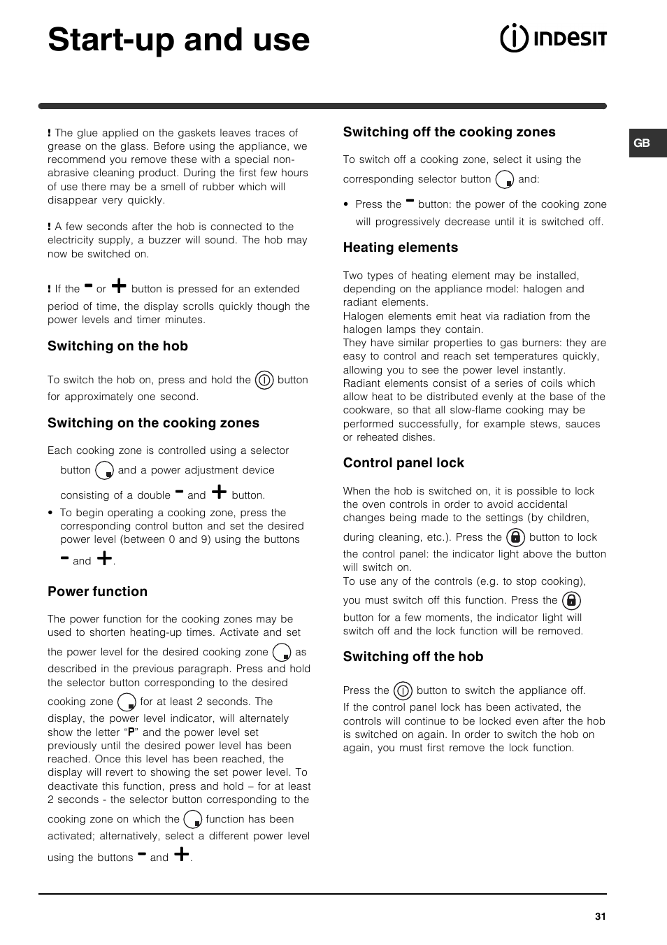 Start-up and use | Indesit VRA 641 D X User Manual | Page 31 / 60