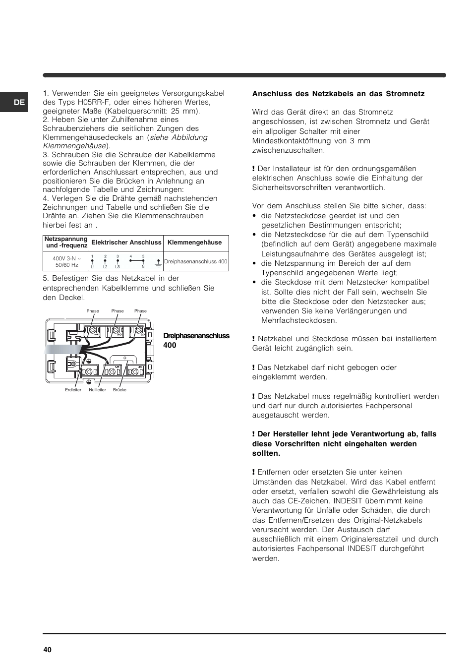 Indesit VRA 641 D X User Manual | Page 40 / 60