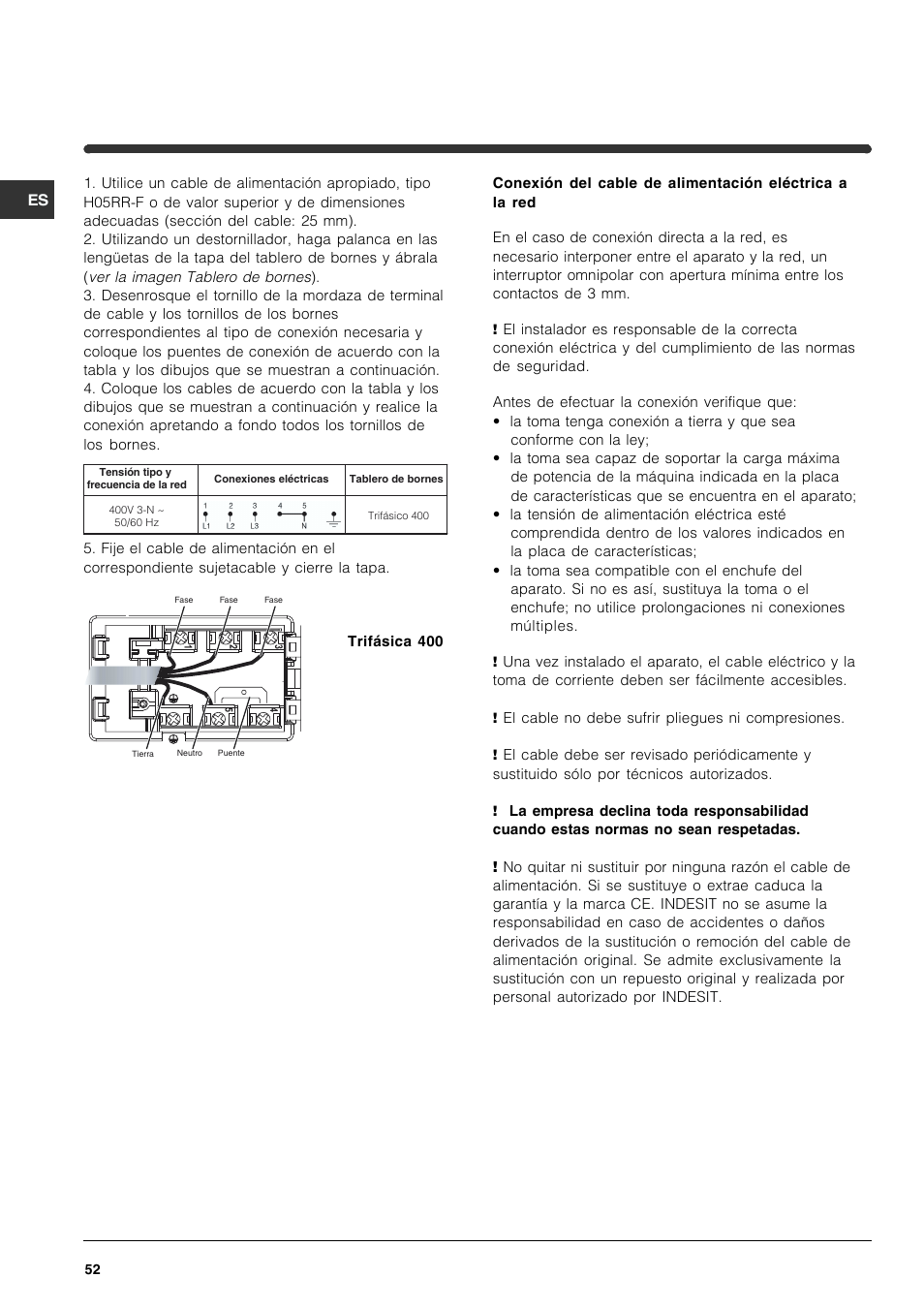 Indesit VRA 641 D X User Manual | Page 52 / 60