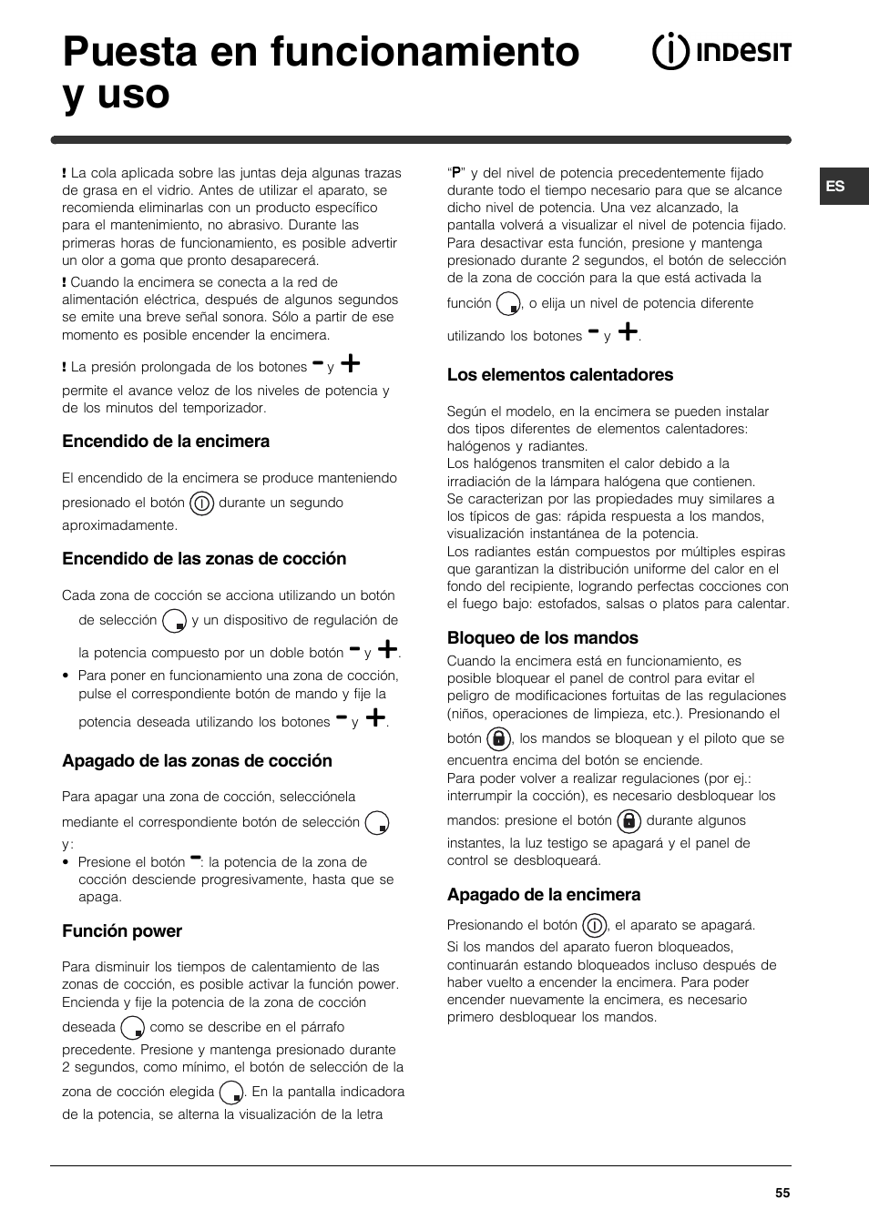 Puesta en funcionamiento y uso | Indesit VRA 641 D X User Manual | Page 55 / 60